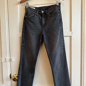 Zara "Flared Cropped High Waist TRF Jeans" in Anthracite Grey, Size 6 (28).